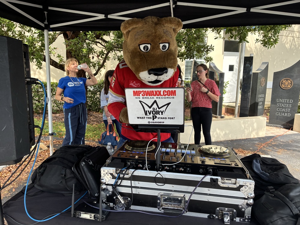 DJ Ivory P's setup at the United Way Back Pack Drive